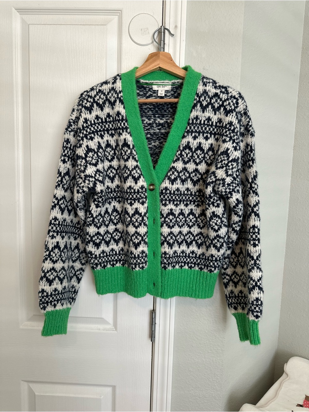 ON 34th -Cardigan with Green Trim- Never worn- without tags